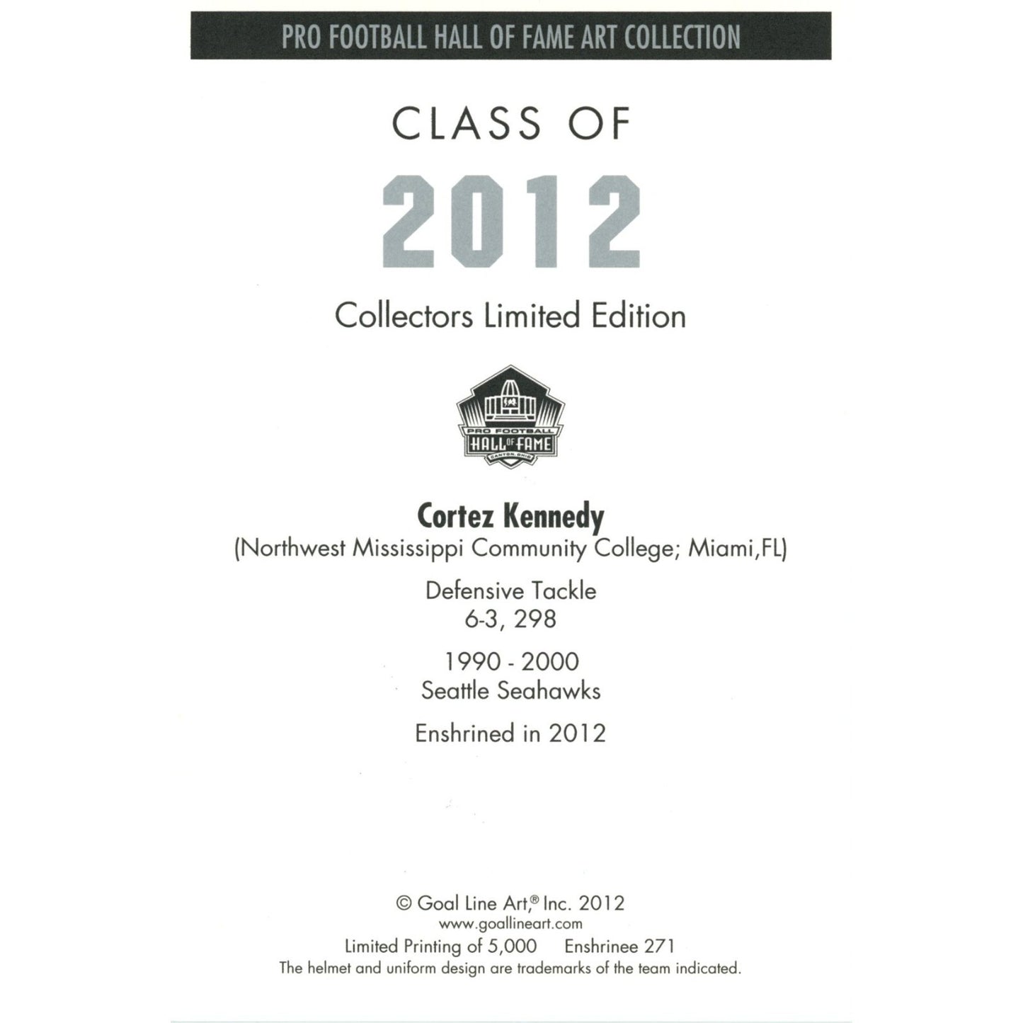 2012 Hall of Fame Multi-Signed Goal Line Art Card Set