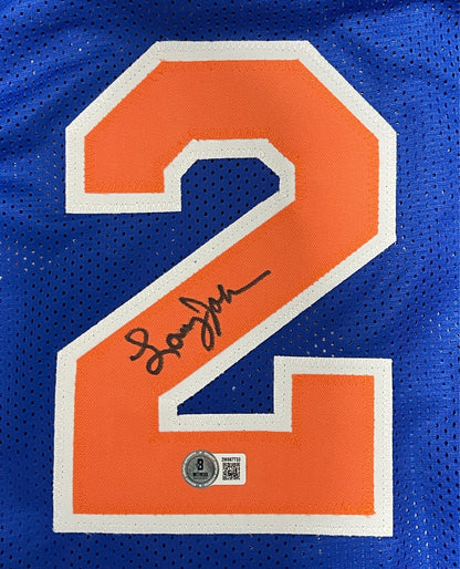 Larry Johnson Signed New York Knicks Custom Jersey Beckett COA