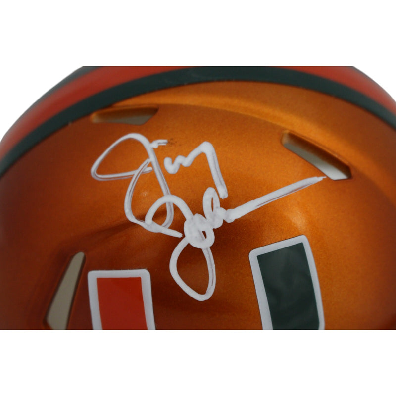 Jimmy Johnson Autographed Miami Hurricanes Speed Flash Mini Helmet