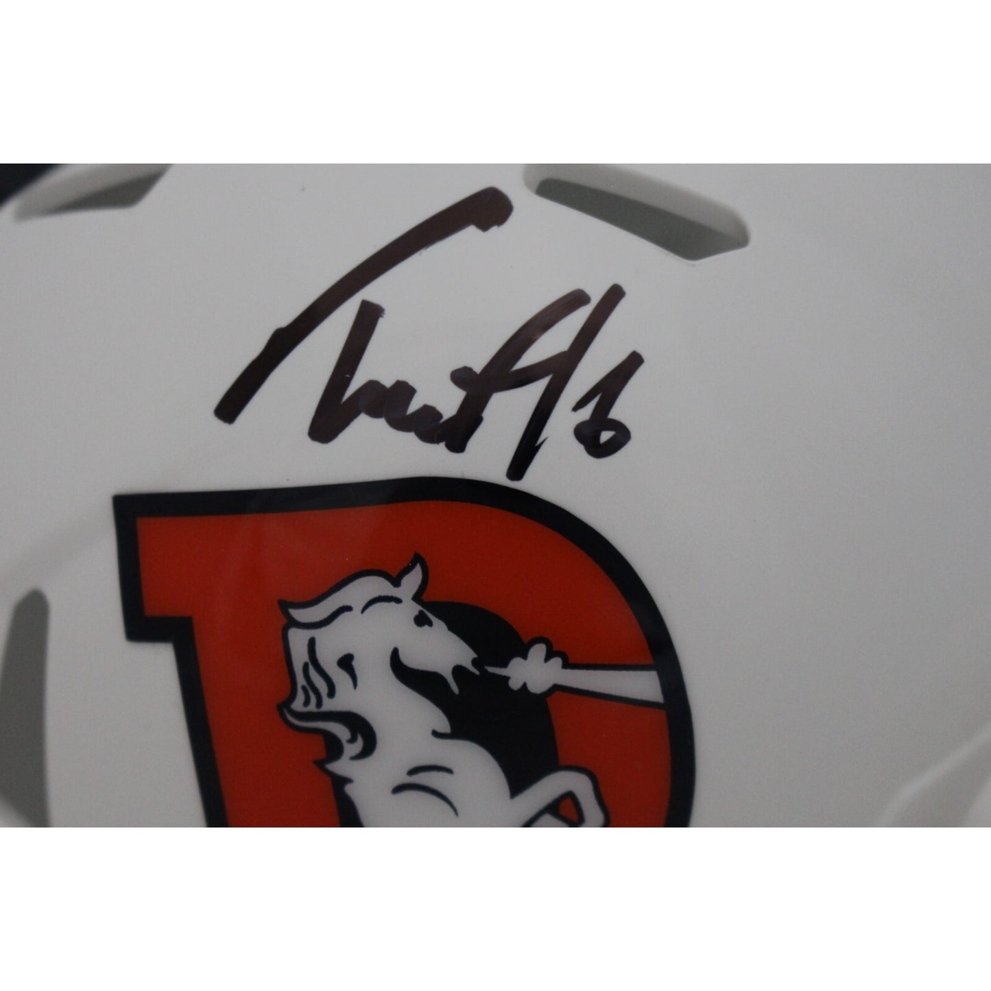 Troy Franklin Denver Broncos Autographed Snowcap Mini Helmet