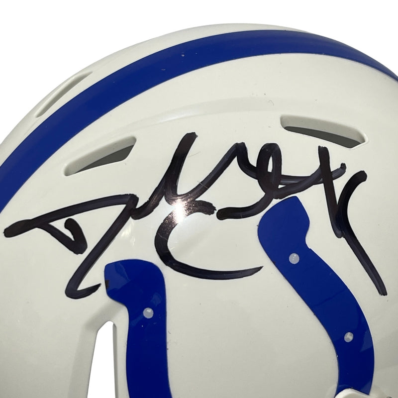 Dallas Clark Signed Indianapolis Colts Throwback Mini Helmet Beckett BAS