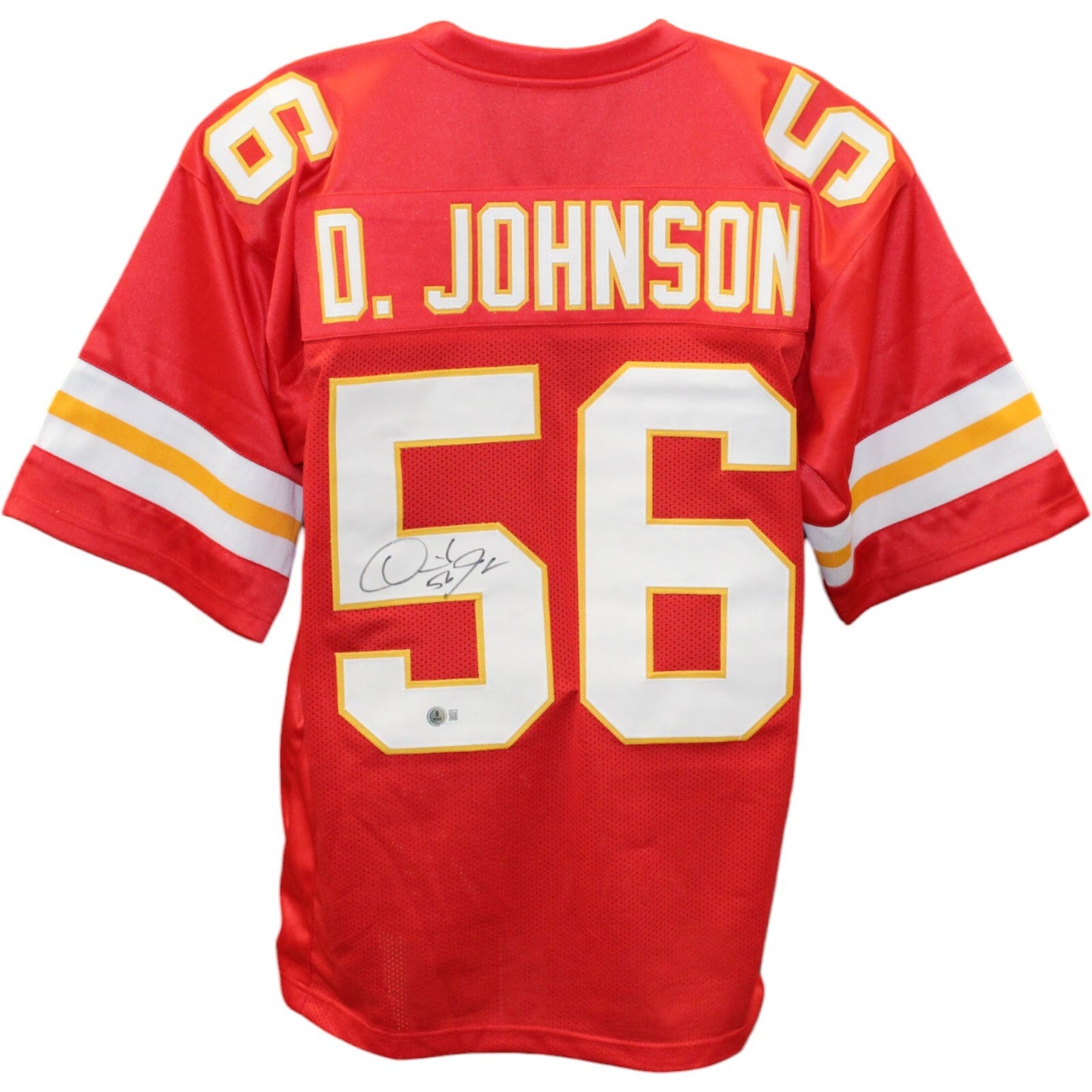 Derrick Johnson Autographed Pro Style Red Jersey (Beckett COA)