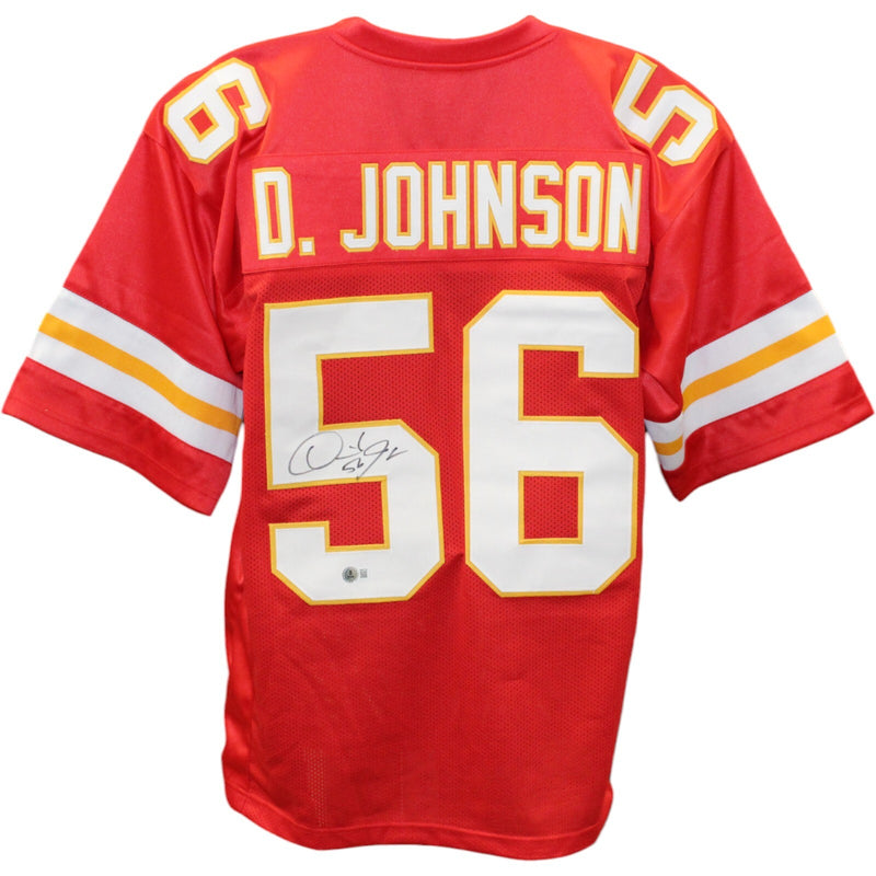 Derrick Johnson Autographed Pro Style Red Jersey (Beckett COA)