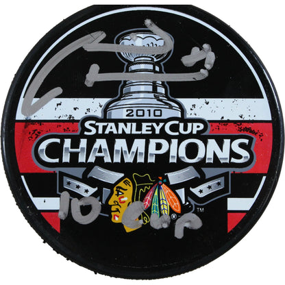Marian Hossa Autographed Chicago Blackhawks 2010 Stanley Cup Hockey Puck