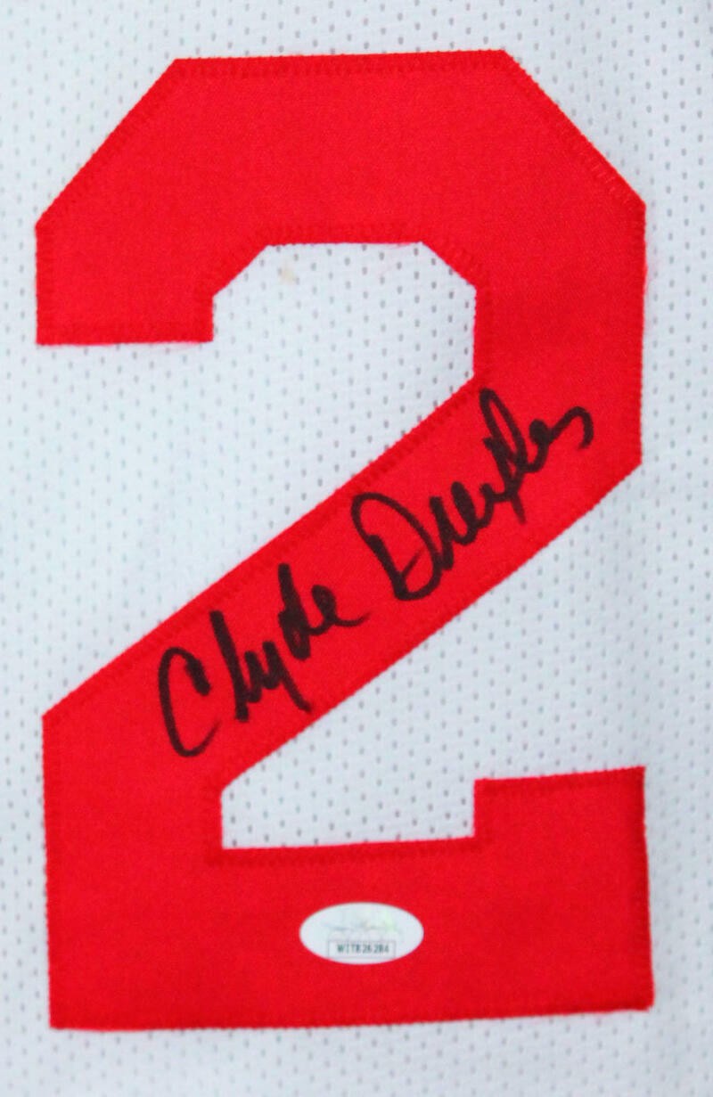 Clyde Drexler Autographed White Custom Jersey