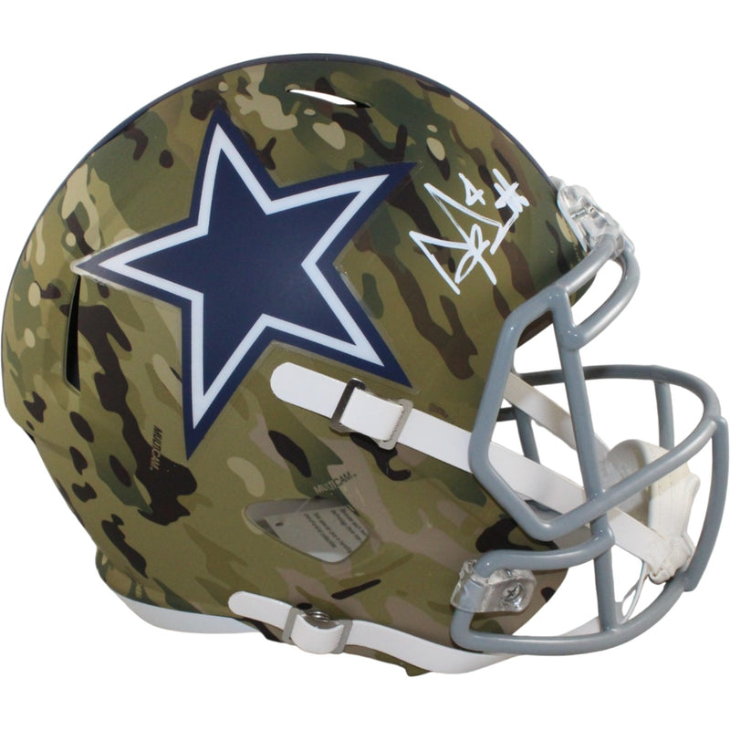Dak Prescott Dallas Cowboys Signed Full Size Replica Camo Helmet