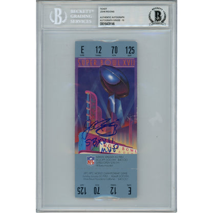 John Riggins Signed Washington Redskins Super Bowl XVII Ticket MVP