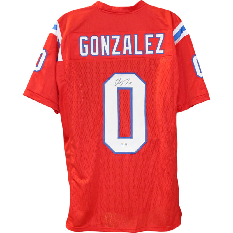 Christian Gonzalez Autographed Red Pro Style Custom Jersey