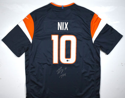 Bo Nix Autographed Denver Broncos Blue Nike Jersey