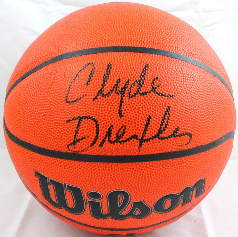 Clyde Drexler Autographed Wilson NBA Black Basketball