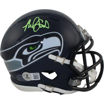 Malcolm Smith Signed Seattle Seahawks Throwback Mini Helmet Beckett Witnessed