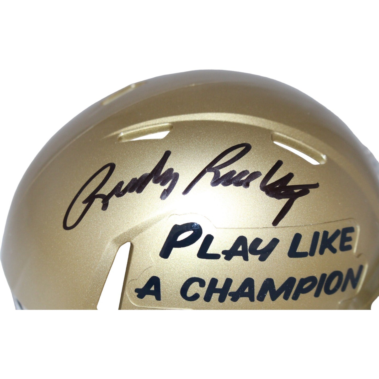 Rudy Ruettiger Autographed Notre Dame Speed Mini Helmet (PLAC Inscription)