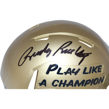 Rudy Ruettiger Autographed Notre Dame Speed Mini Helmet (PLAC Inscription)