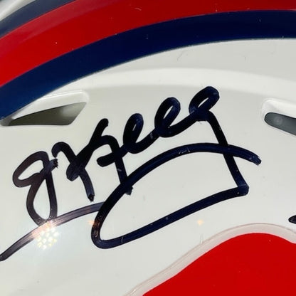 Jim Kelly, Andre Reed & Thurman Thomas Signed Bills Throwback Mini Helmet