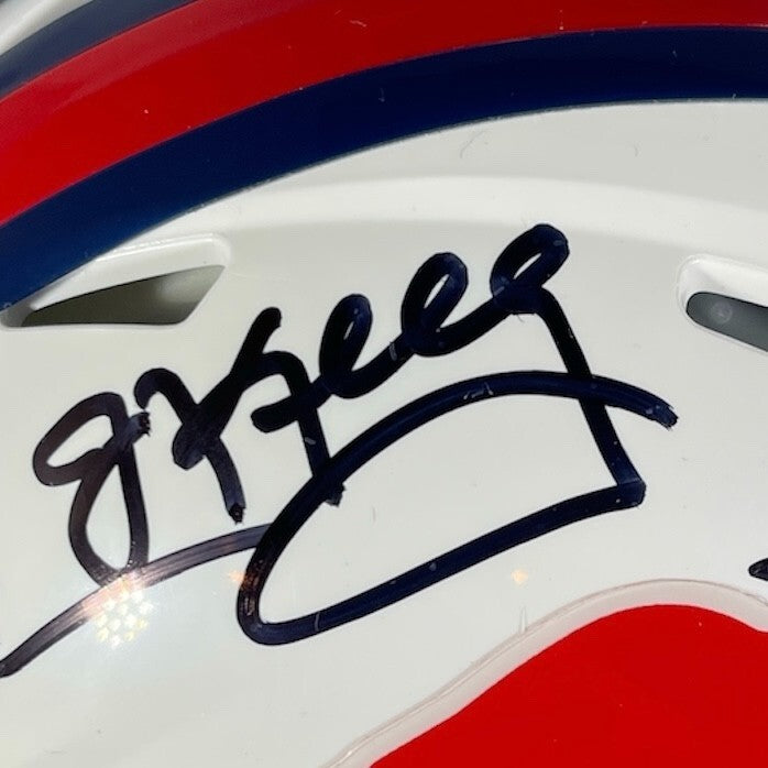 Jim Kelly, Andre Reed & Thurman Thomas Signed Bills Throwback Mini Helmet