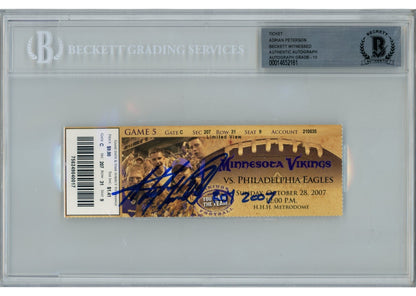 Adrian Peterson Signed Minnesota Vikings Slabbed Ticket Stub "2007 ROY" BAS