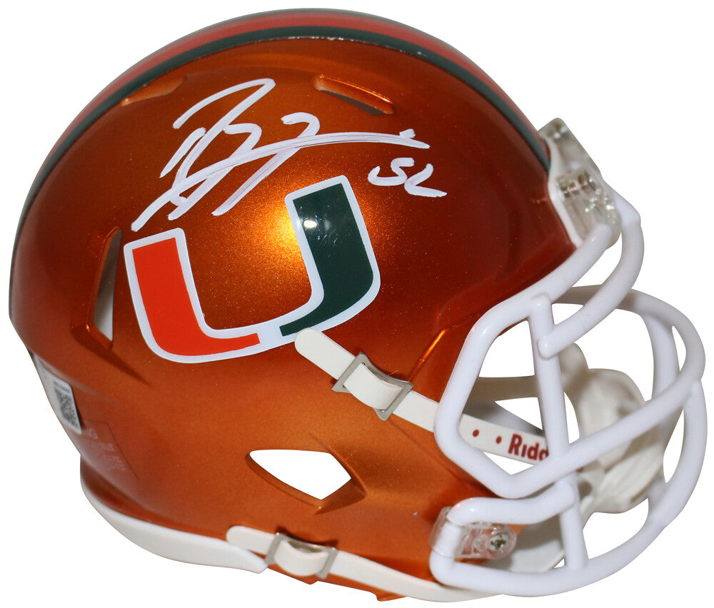 Ray Lewis Miami Hurricanes Signed Flash Speed Mini Helmet Beckett BAS