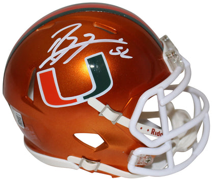 Ray Lewis Miami Hurricanes Signed Flash Speed Mini Helmet Beckett BAS