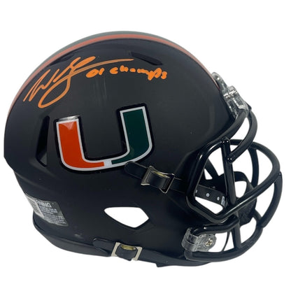 Willis McGahee Signed Miami Hurricanes Miami Nights Mini Helmet "01 Champs"