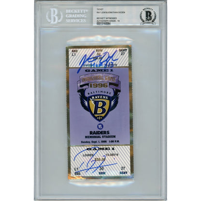 Ray Lewis & Jonathan Ogden Signed Baltimore Ravens Inaugural Game Ticket