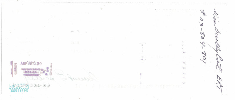 Vin Scully Signed 1987 First Interstate Bank Check