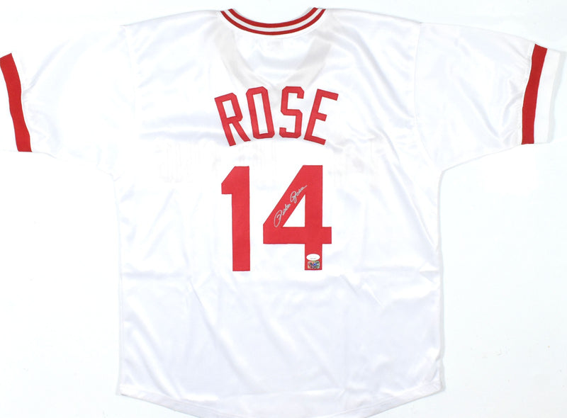 Pete Rose Signed Cincinnati Reds Custom White Jersey