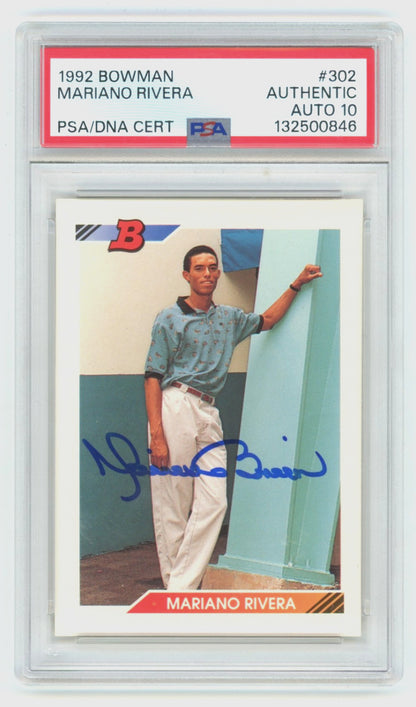 Mariano Rivera Signed 1992 Bowman Rookie Card PSA 10 Auto - Yankees HOF