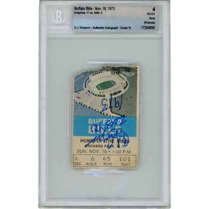 OJ Simpson Autographed Buffalo Bills 11/18/1973 Ticket Stub (2003 Yds)
