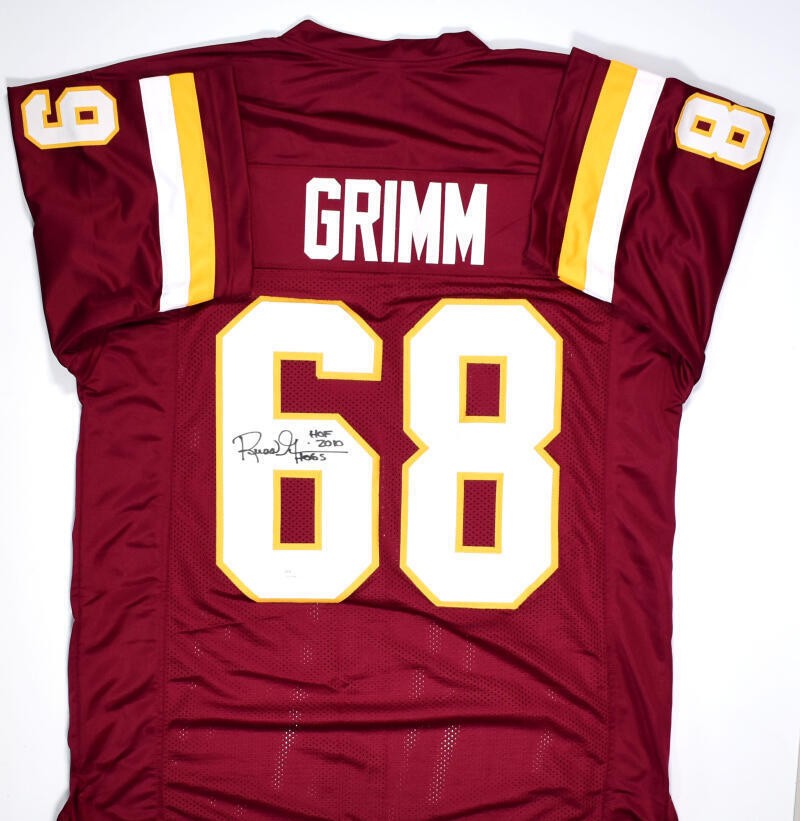 Russ Grimm Signed Washington Maroon Custom Jersey Inscribed HOF HOGS JSA