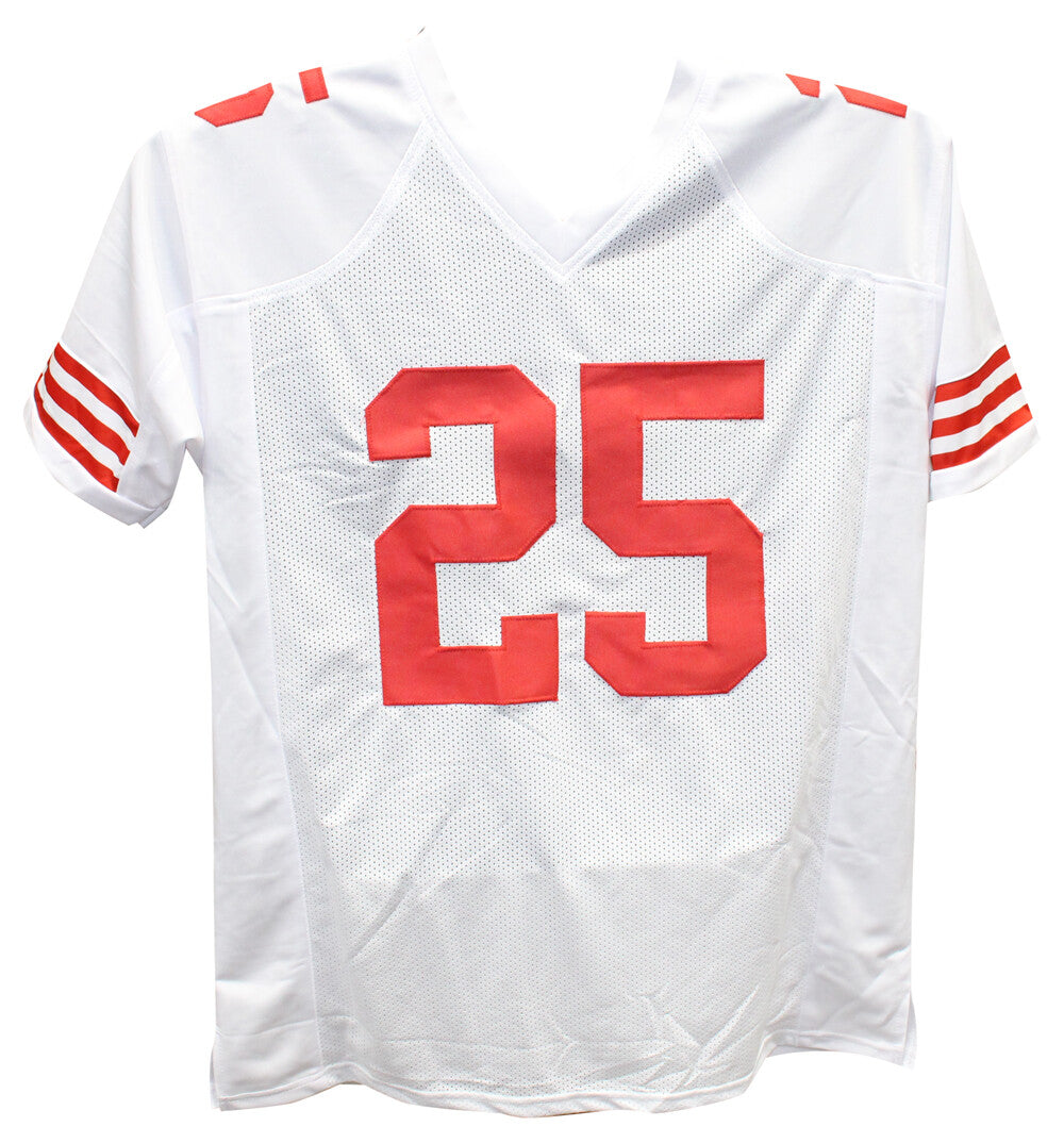 Elijah Mitchell Autographed White Custom Football Jersey