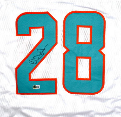 De'Von Achane Autographed White Custom Jersey