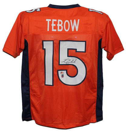 Tim Tebow Autographed Denver Broncos Custom Style Jersey - Orange (Beckett)
