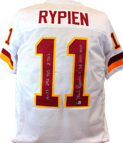 Mark Rypien Autographed White Custom Jersey with 2 Inscriptions
