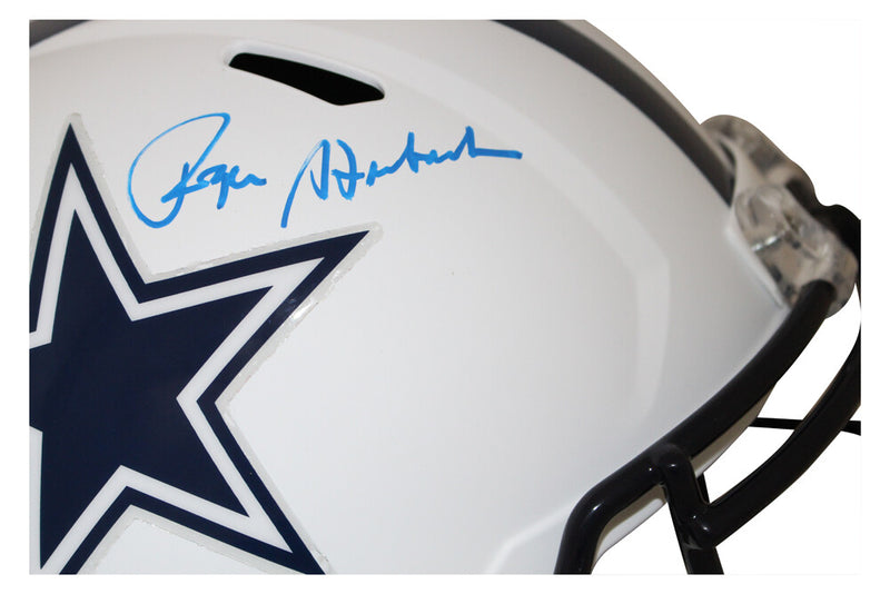 Roger Staubach Signed Dallas Cowboys Full Size Flat White Replica Helmet