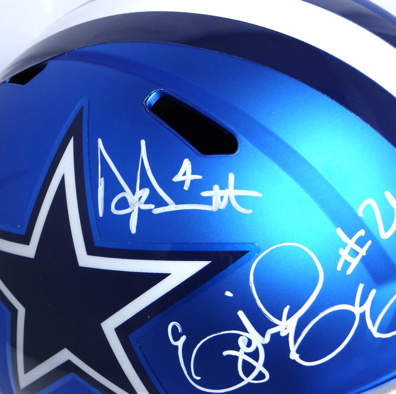 Dak Prescott, Amari Cooper & Ezekiel Elliott Dallas Cowboys Blaze Helmet