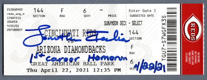 Jonathan India Signed 1st Career Home Run Souvenir Ticket - April 22, 2021
