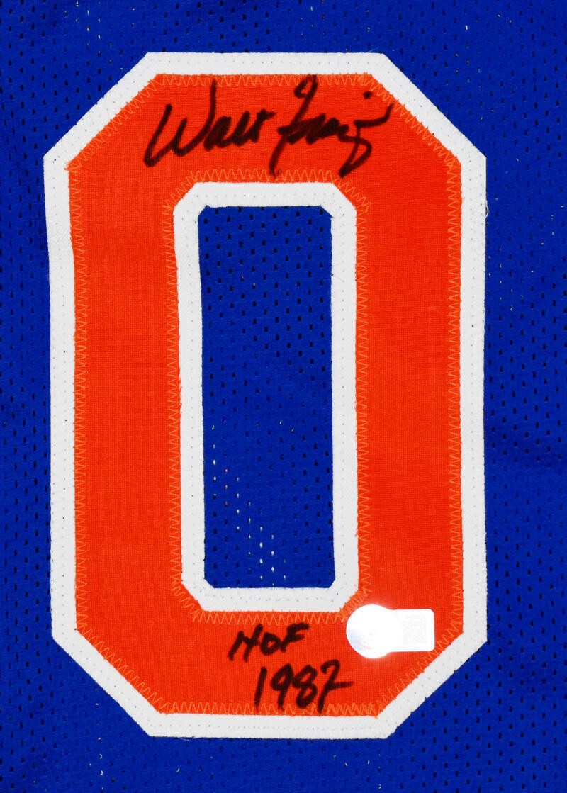 Walt Frazier Autographed Blue Pro Style Basketball Jersey