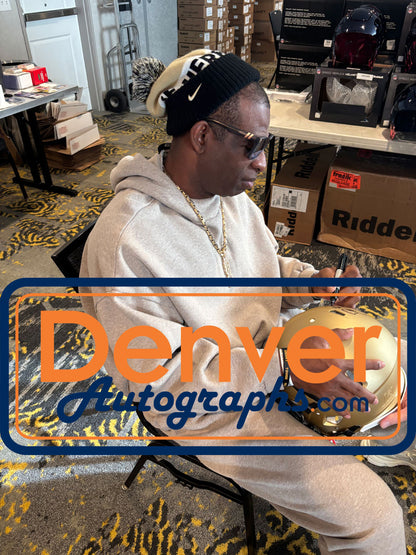 Deion Sanders Autographed Colorado Buffaloes Full Size Gold Replica Helmet