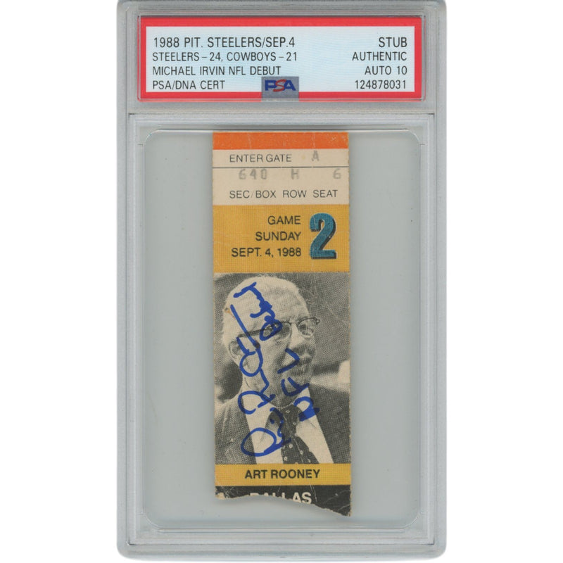 Michael Irvin Signed Dallas Cowboys NFL Debut Ticket Stub (PSA)