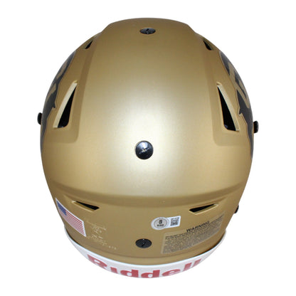 Travis Hunter Colorado Buffaloes Autographed Gold SpeedFlex Full Size Helmet