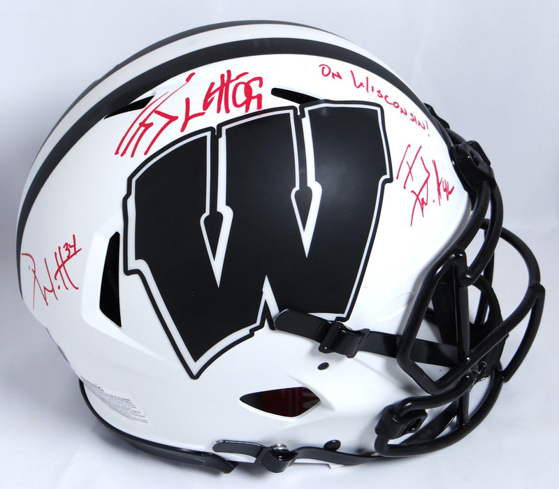 Derek, TJ & JJ Watt Signed Wisconsin Badgers Lunar Speed Authentic Helmet