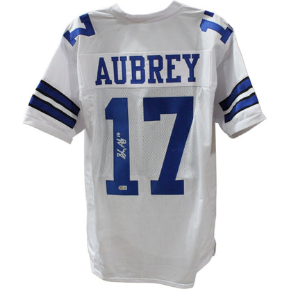 Brandon Aubrey Autographed White Pro Style Custom Jersey (Beckett COA)