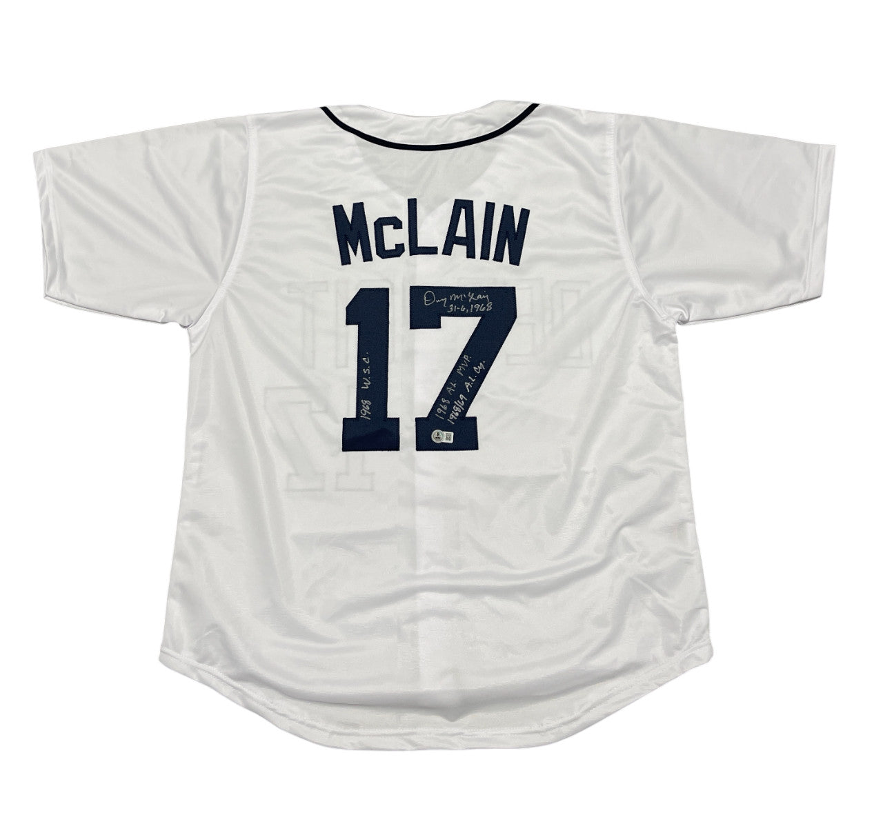 Denny McLain Signed Detroit Tigers Custom White Jersey 4 Inscriptions BAS COA
