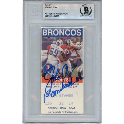 John Elway Signed Denver Broncos Ticket Stub (12/11/83 1st Comeback) BAS