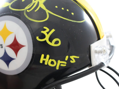 Jerome Bettis Signed Pittsburgh Steelers VSR4 Mini Helmet with HOF Inscription