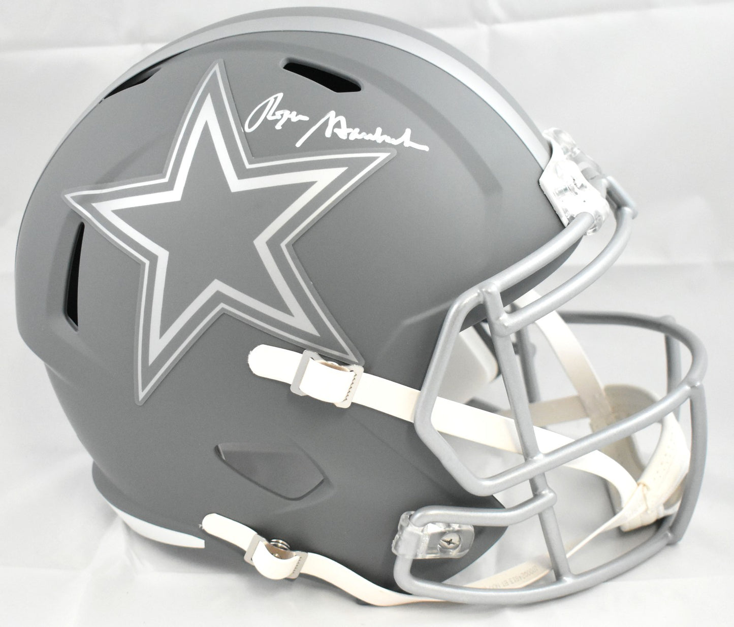 Roger Staubach Signed Dallas Cowboys Full Size Slate Speed Helmet
