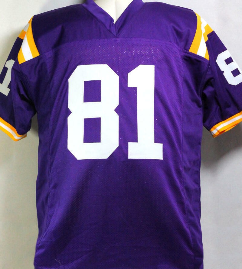 Thaddeus Moss Signed Purple Custom College Style Jersey