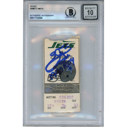 Emmitt Smith Signed Dallas Cowboys 11/4/90 Ticket Stub Slab "ROY"
