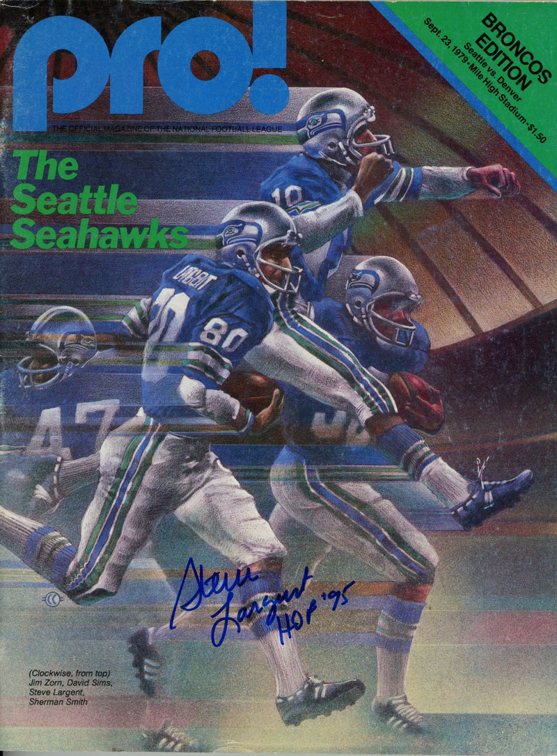 Steve Largent Autographed Seattle Seahawks Pro! Magazine (9/23/79) BAS