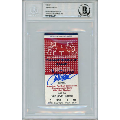 Terrell Davis Signed Denver Broncos 1999 AFC Championship Ticket Stub (BAS 10)